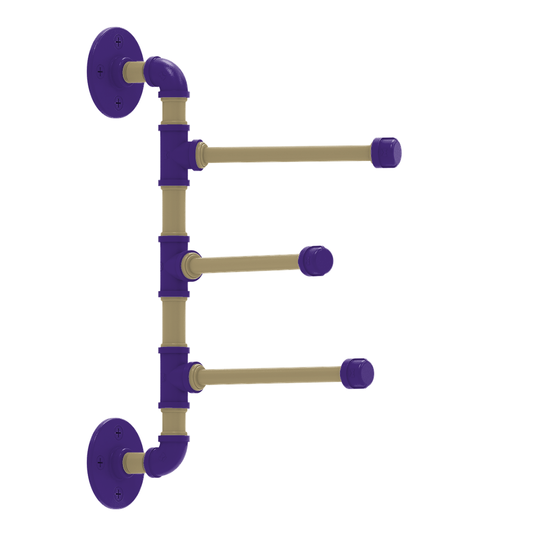 Collegiate Collection 3 Swing Arm Vertical Towel Bar Seattle Purple and Gold Edition