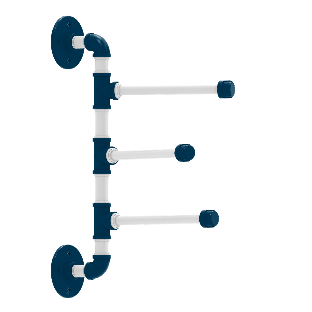 Collegiate Collection 3 Swing Arm Vertical Towel Bar Hartford Blue and White Edition