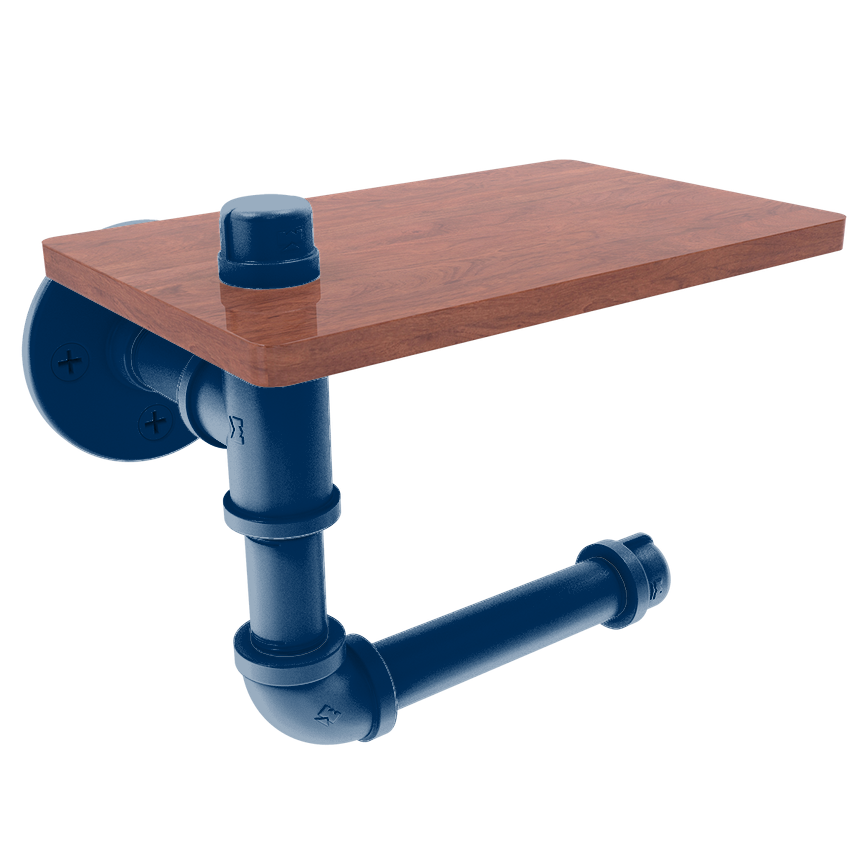 Collegiate Collection Toilet Paper Holder with Wood Shelf Bay Area Blue and Gold Edition