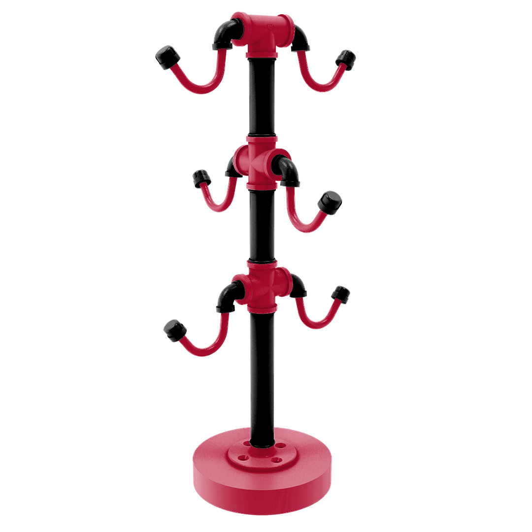 Collegiate Collection Countertop 6 Coffee Mug Holder Athens Red and Black Edition