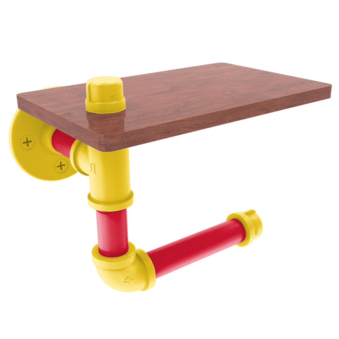 Collegiate Collection Toilet Paper Holder with Wood Shelf Chesapeake Red Black and Gold Edition