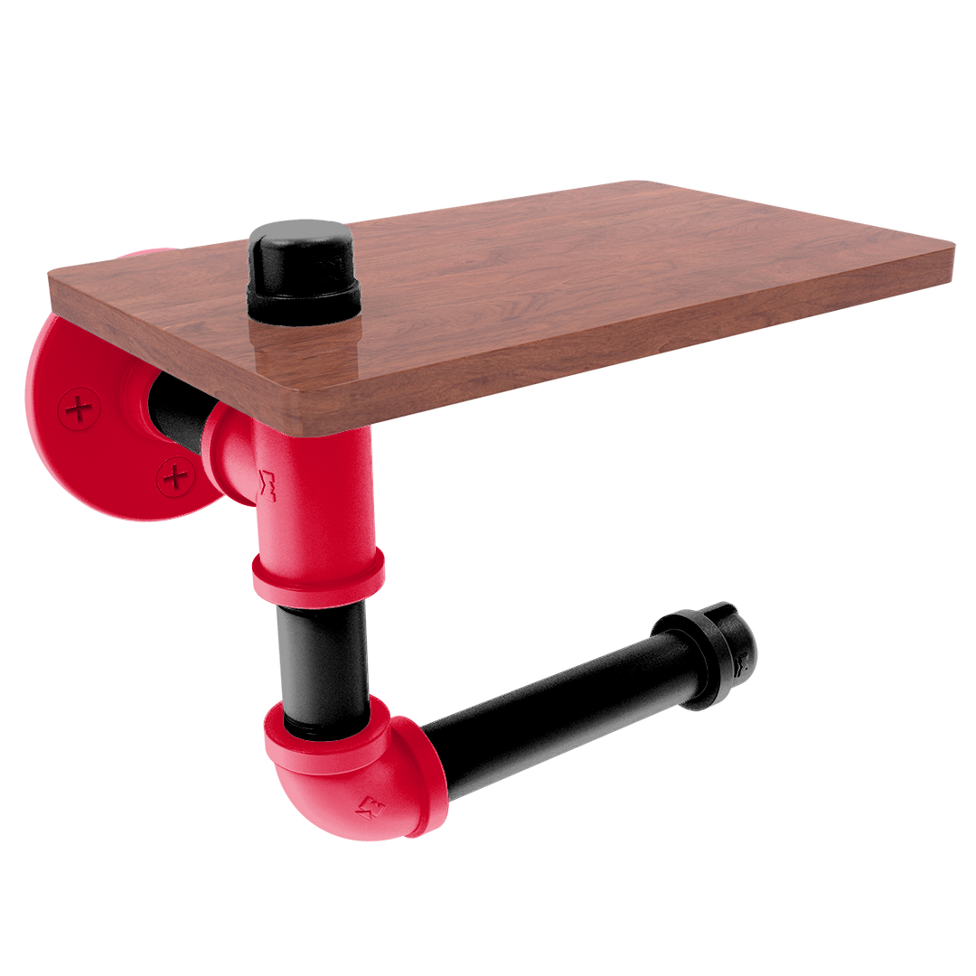 Collegiate Collection Toilet Paper Holder with Wood Shelf Cincy Red and Black Edition