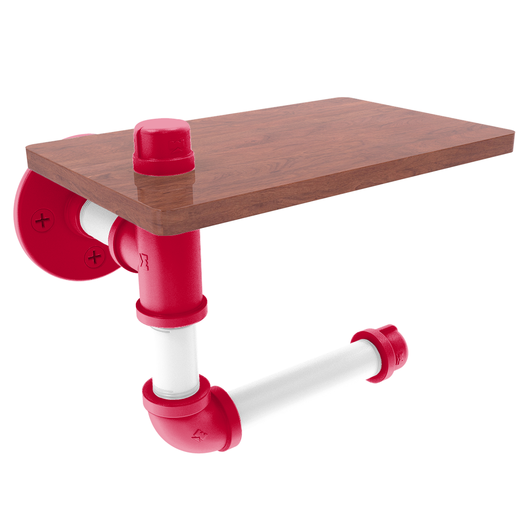 Collegiate Collection Toilet Paper Holder with Wood Shelf Salt Lake Red and White Edition