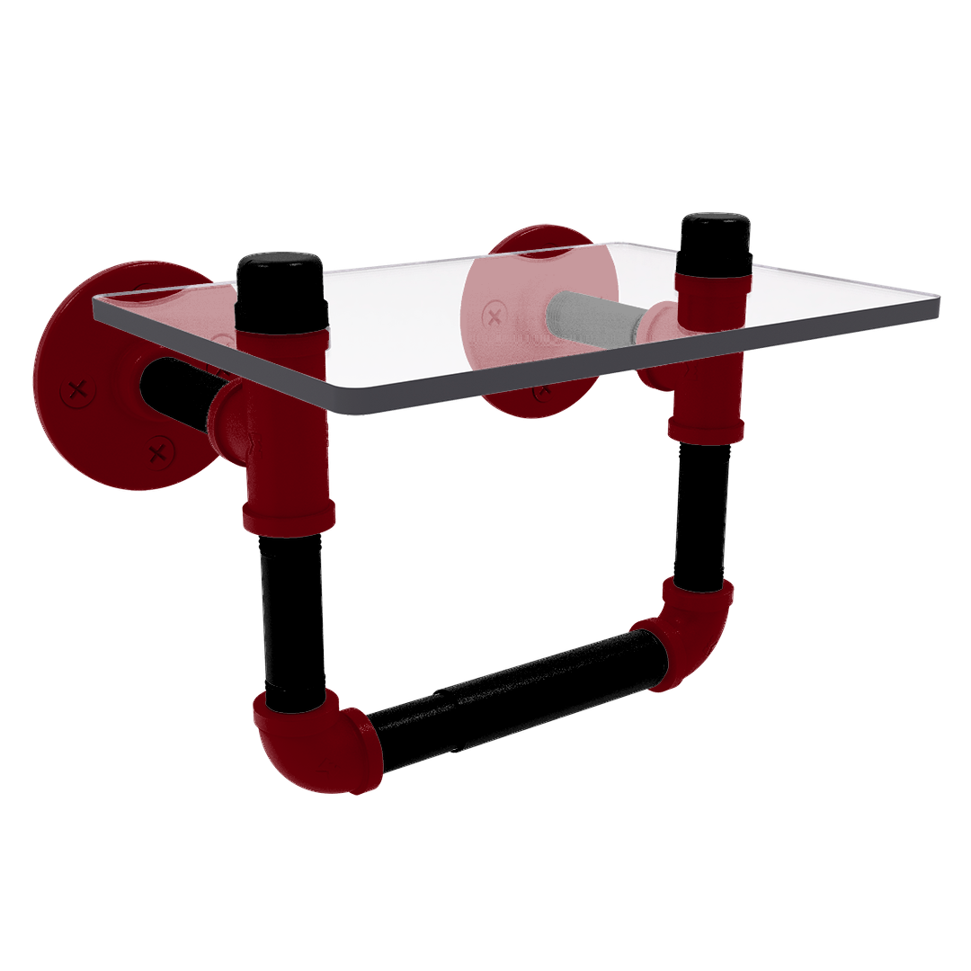 Collegiate Collection Toilet Tissue Holder with Glass Shelf Columbia Garnet and Black Edition
