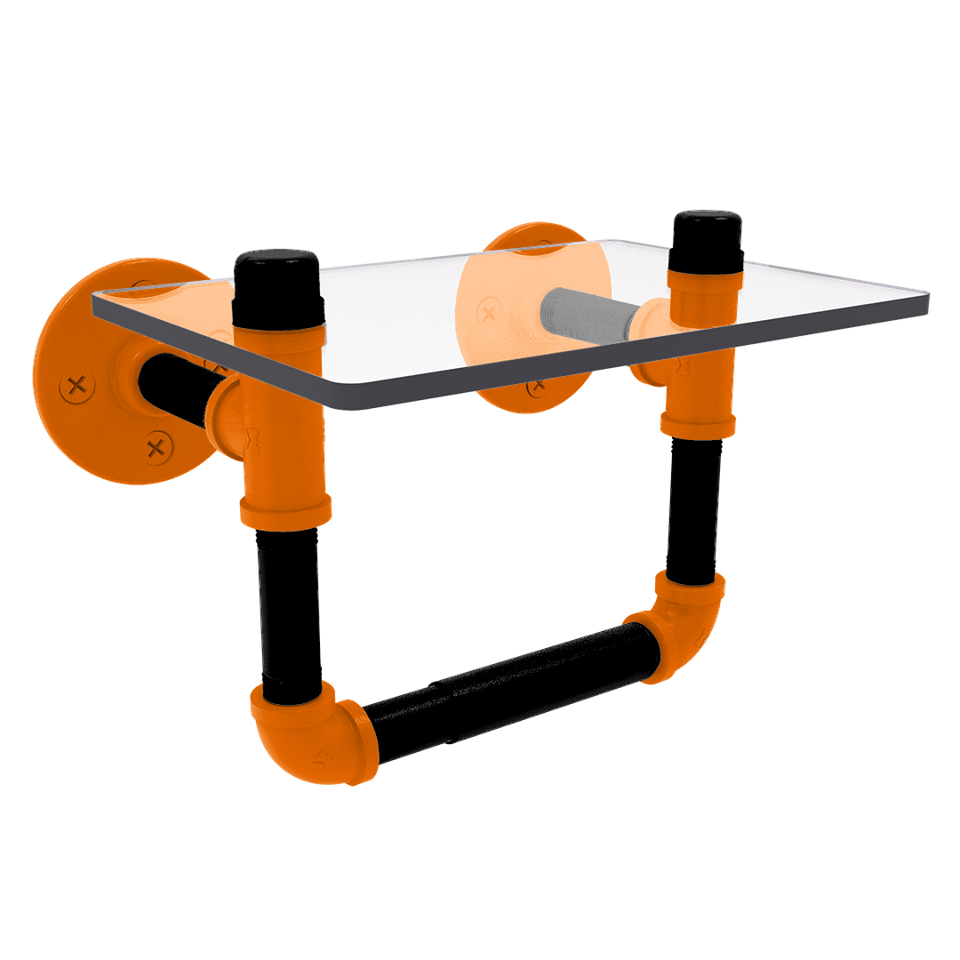 Collegiate Collection Toilet Tissue Holder with Glass Shelf Stillwater Orange and Black Edition