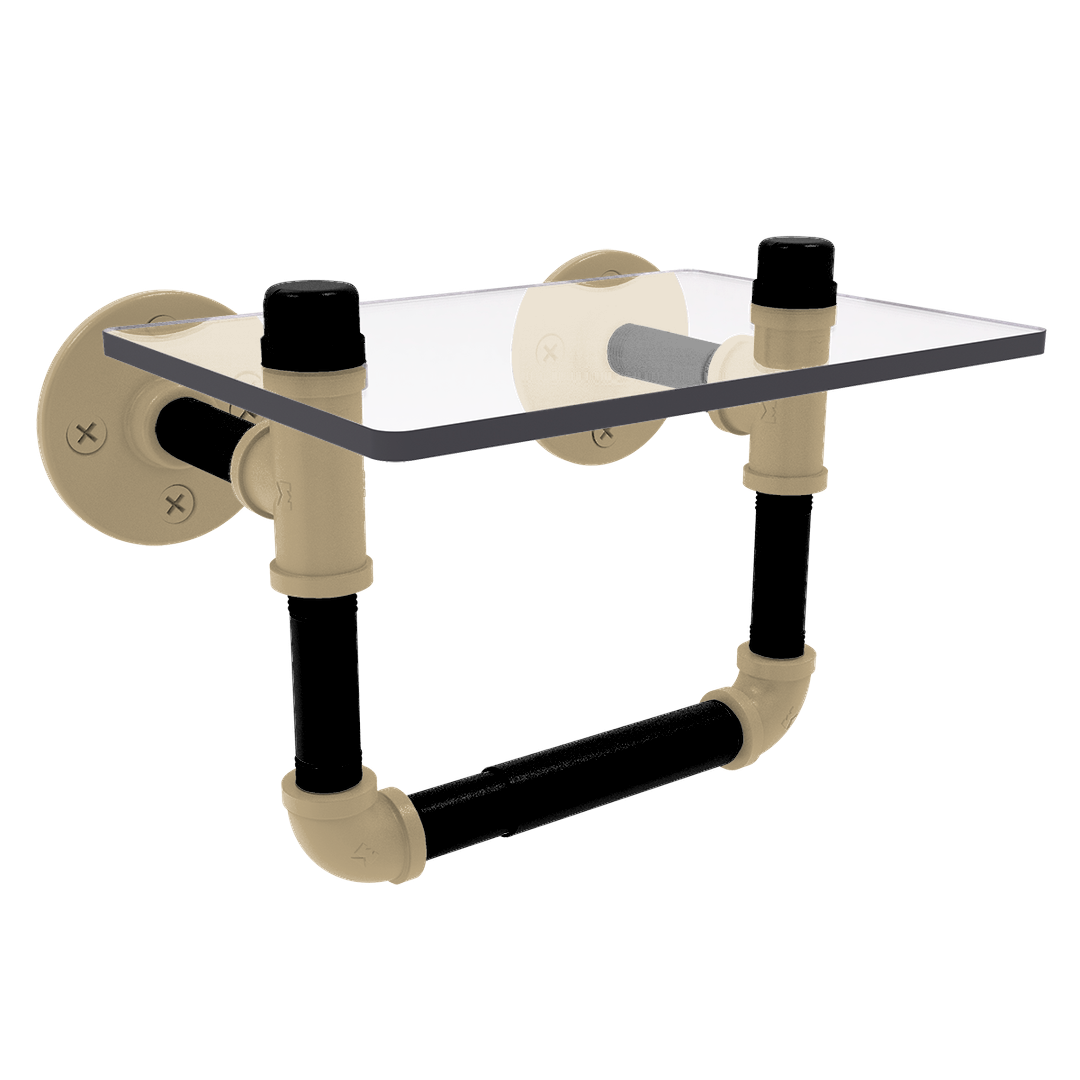 Collegiate Collection Toilet Tissue Holder with Glass Shelf West Lafayette Black and Gold Edition