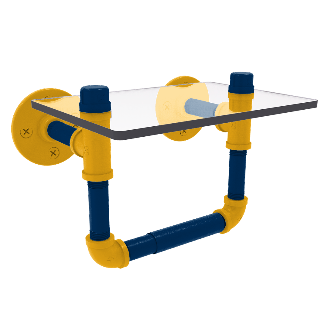 Collegiate Collection Toilet Tissue Holder with Glass Shelf Bay Area Blue and Gold Edition