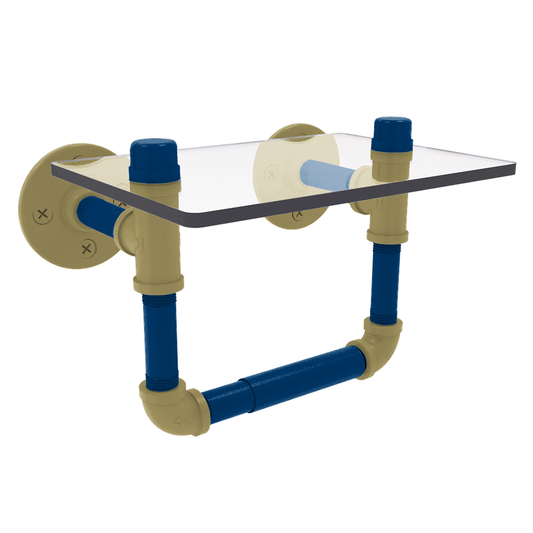 Collegiate Collection Toilet Tissue Holder with Glass Shelf Atlanta Gold and White Edition