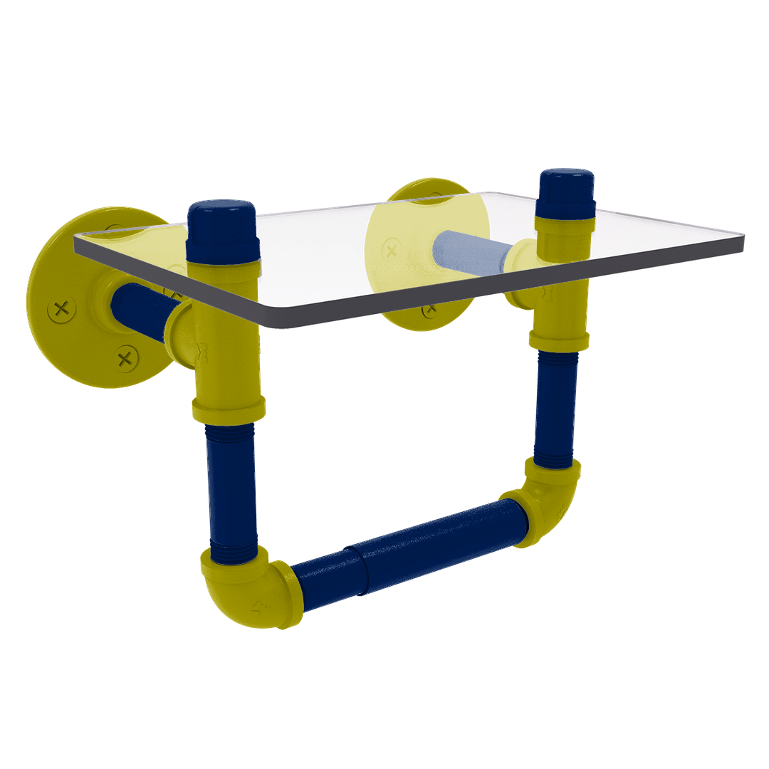 Collegiate Collection Toilet Tissue Holder with Glass Shelf Steel City Game Day Edition