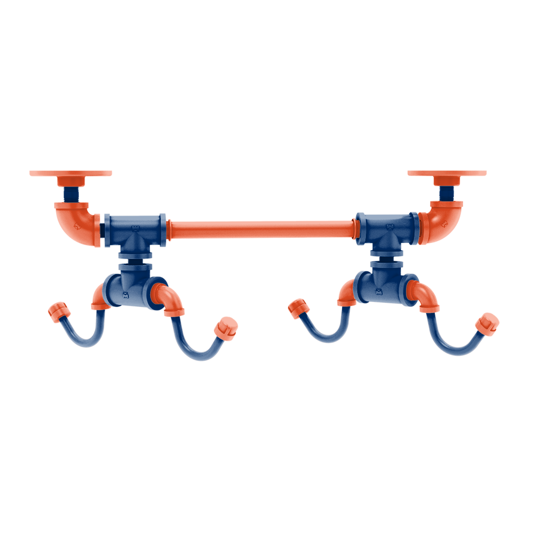 Collegiate Collection Under Cabinet 4 Coffee Mug Rack Hartford Charlottesville Orange and Blue Edition