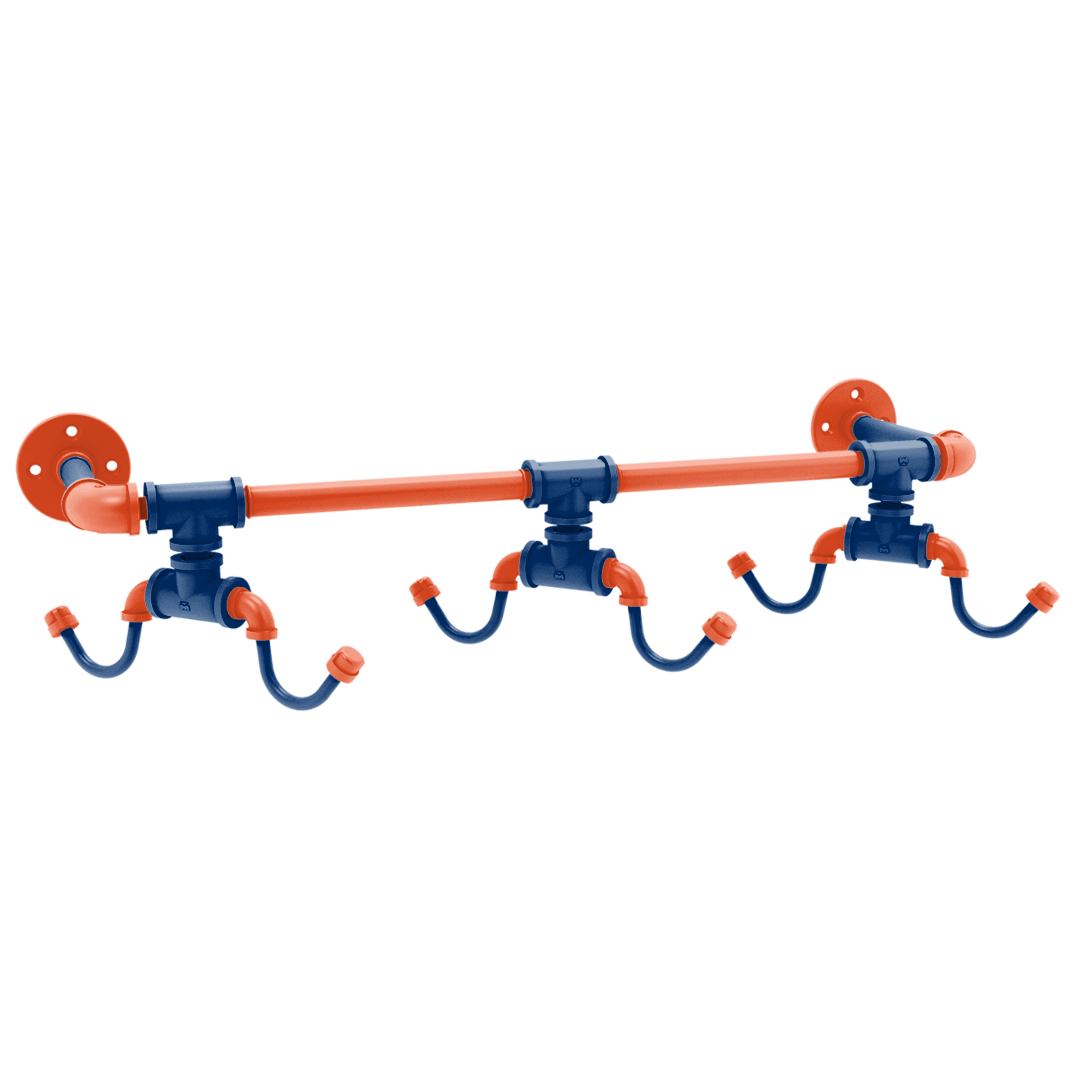 Collegiate Collection Wall Mounted 6 Coffee Mug Rack Charlottesville Orange and Blue Edition