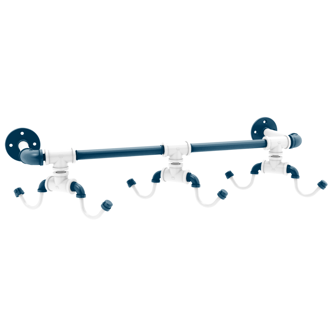 Collegiate Collection Wall Mounted 6 Coffee Mug Rack Hartford Blue and White Edition