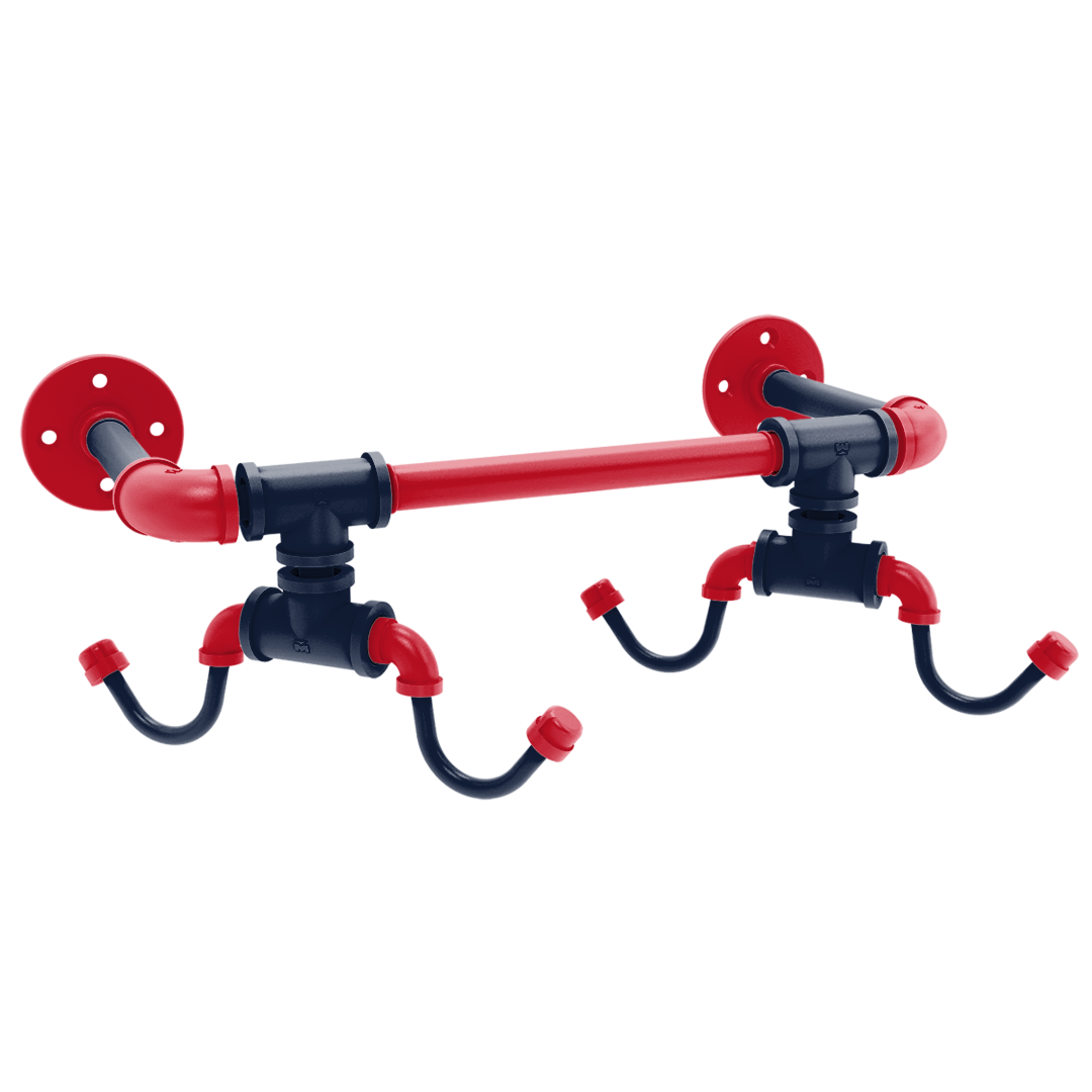 Collegiate Collection Wall Mounted 4 Coffee Mug Rack Oxford Red and Navy Edition