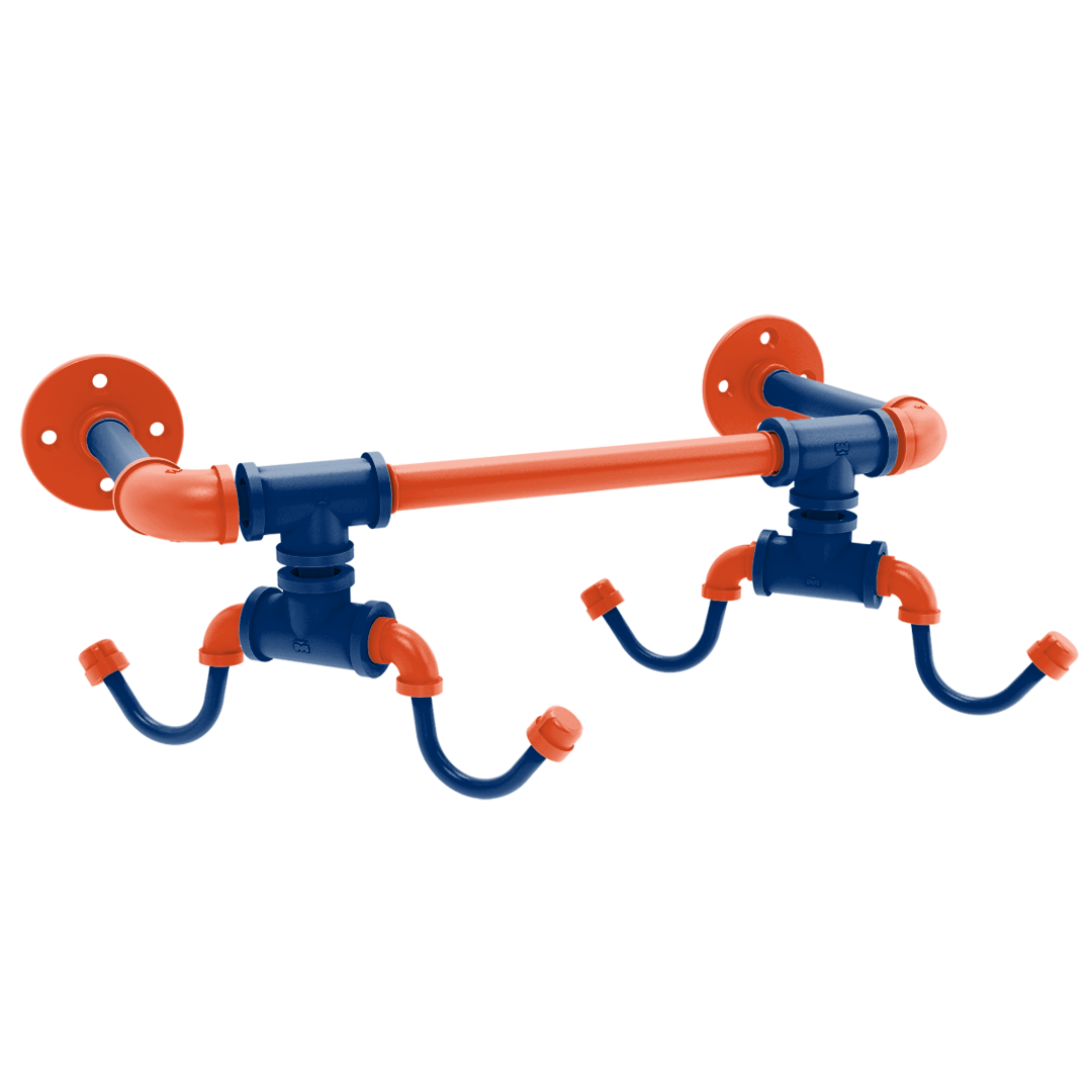 Collegiate Collection Wall Mounted 4 Coffee Mug Rack Charlottesville Orange and Blue Edition