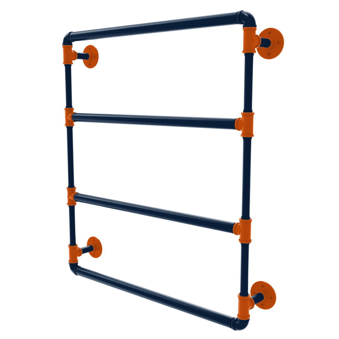 Collegiate Collection Wall Mounted Ladder Towel Bar Plainsmen Blue and Orange Edition