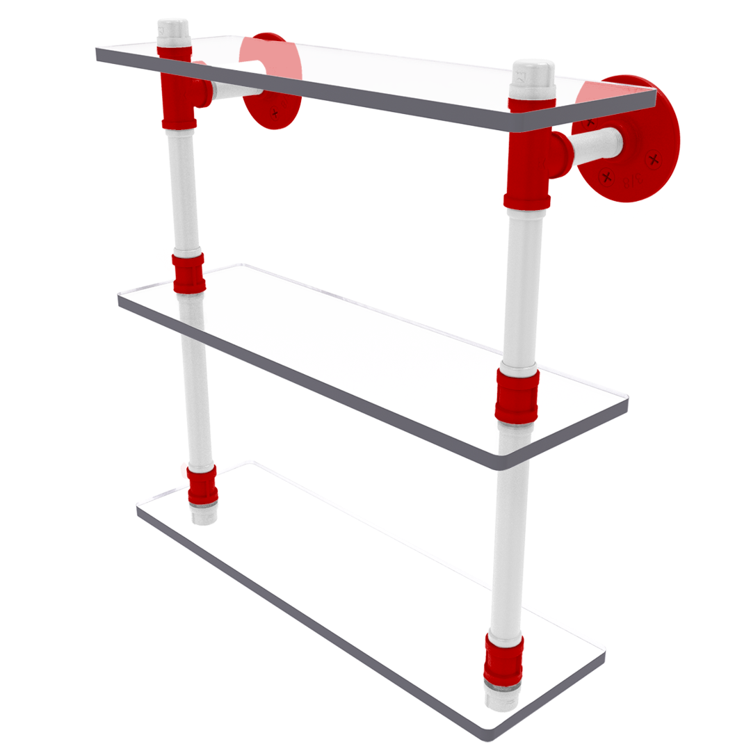 Collegiate Collection Triple Glass Shelf Cornhusker Red and White Edition