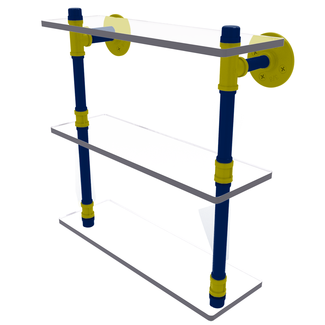 Collegiate Collection Triple Glass Shelf Steel City Game Day Edition