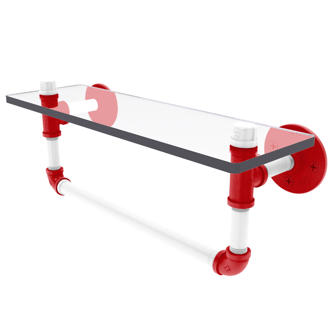 Collegiate Collection Glass Shelf with Towel Bar Badger State Red and White Edition