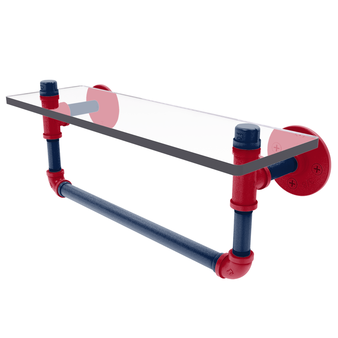 Collegiate Collection Glass Shelf with Towel Bar Tucson Red and Blue Edition