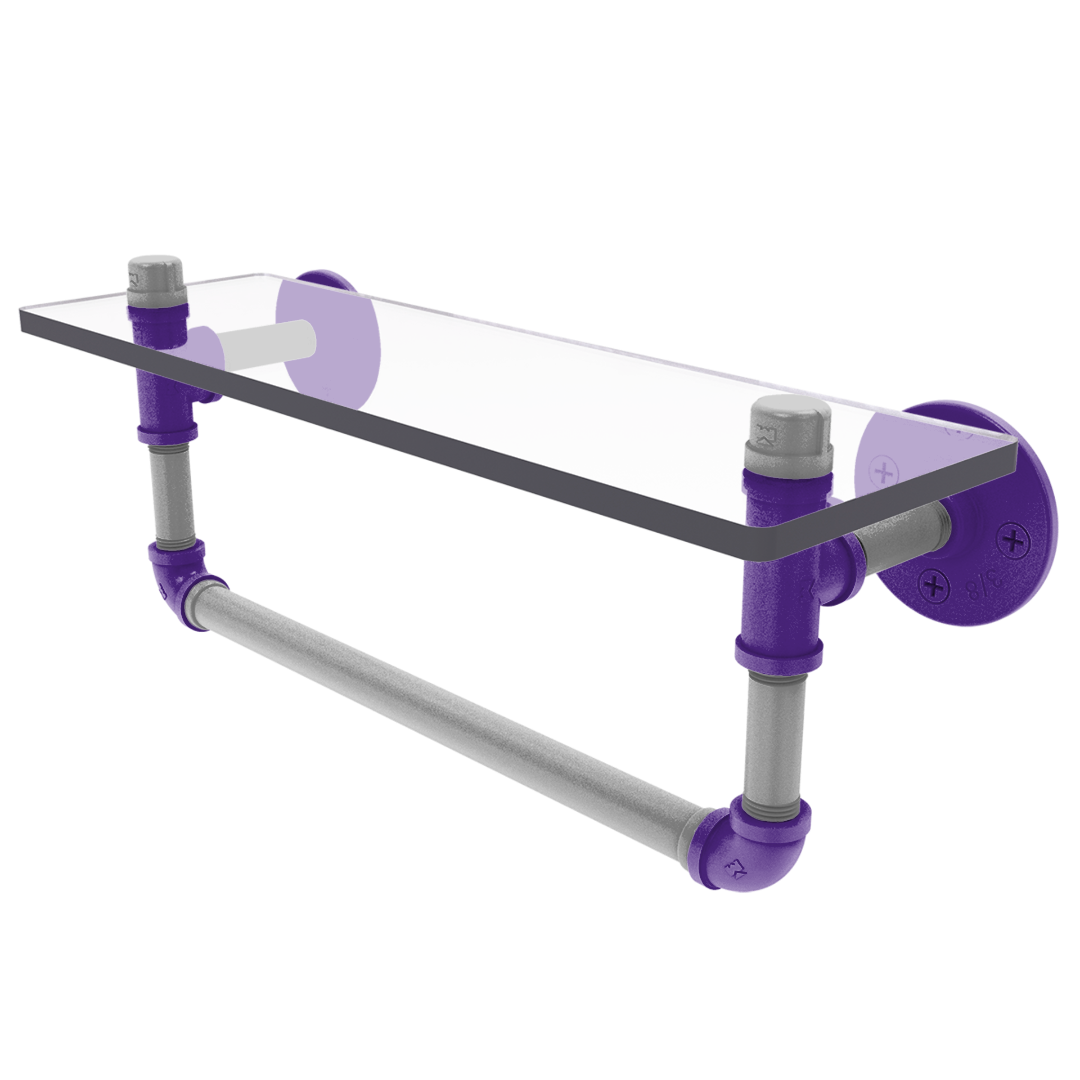 Collegiate Collection Glass Shelf with Towel Bar Flint Hills Purple and Silver Edition