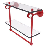 Clearview Collection Double Glass Vanity Shelf with Integrated Towel Bar with Dotted Accents
