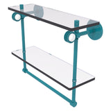 Clearview Collection Double Glass Vanity Shelf with Integrated Towel Bar with Dotted Accents