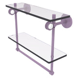 Clearview Collection Double Glass Vanity Shelf with Integrated Towel Bar with Dotted Accents