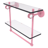 Clearview Collection Double Glass Vanity Shelf with Integrated Towel Bar with Dotted Accents