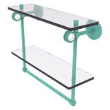 Clearview Collection Double Glass Vanity Shelf with Integrated Towel Bar with Dotted Accents