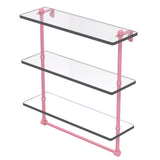 Triple Tiered Glass Shelf with Integrated Towel Bar
