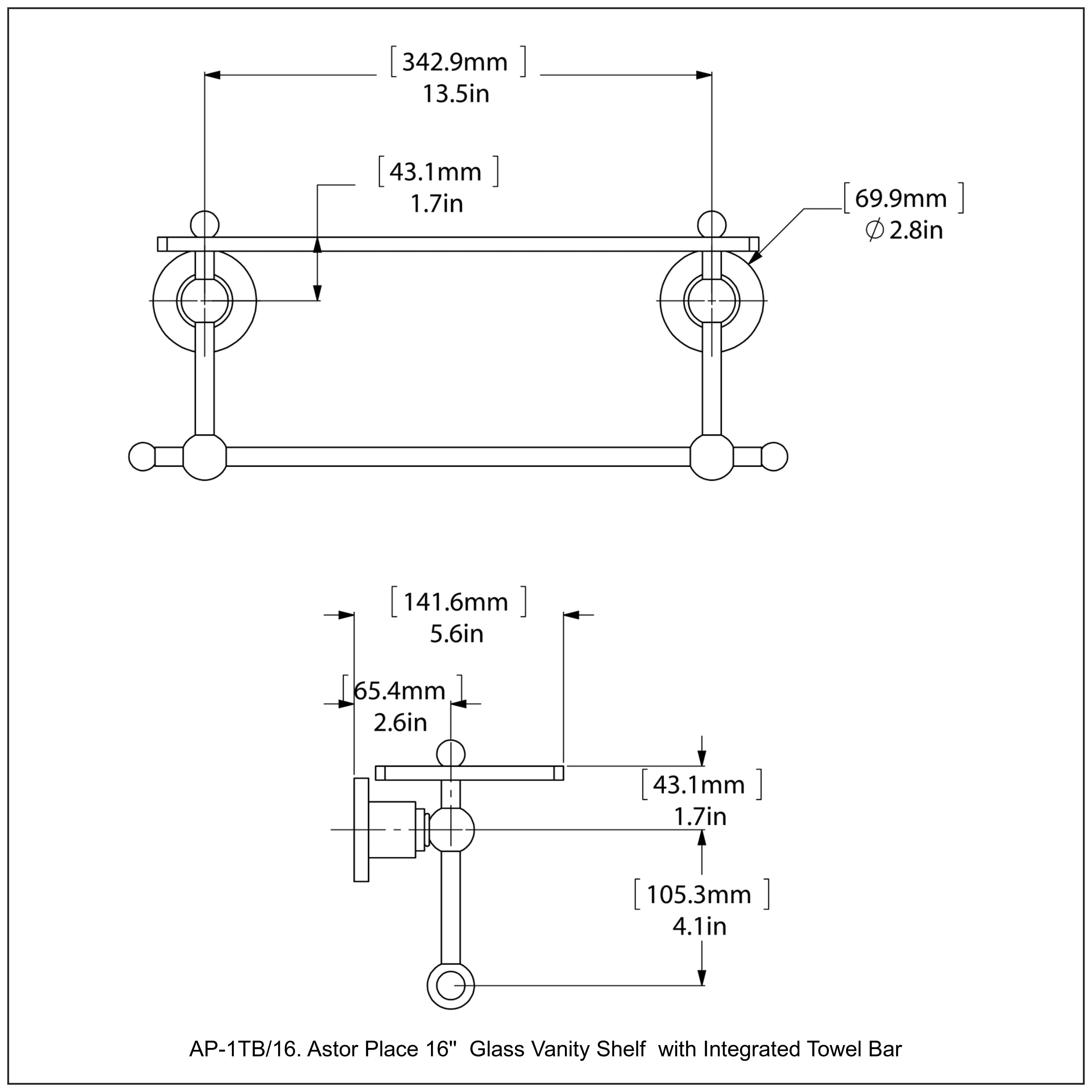 Astor Place Vanity Glass Shelf with Integrated Towel Bar
