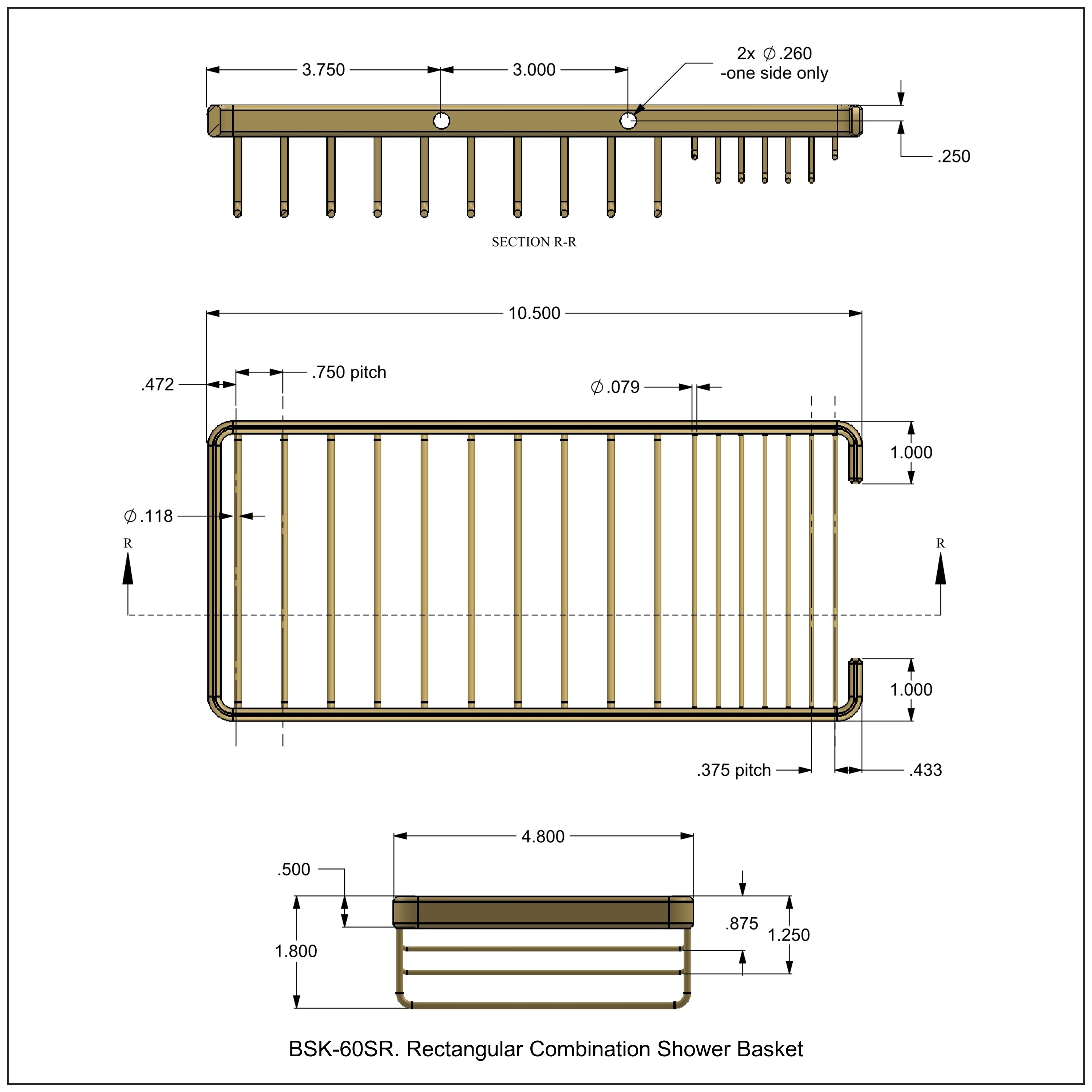 Rectangular Combination Shower Basket