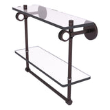 Clearview Collection Double Glass Vanity Shelf with Integrated Towel Bar with Dotted Accents