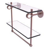 Clearview Collection Double Glass Vanity Shelf with Integrated Towel Bar with Dotted Accents