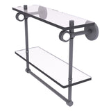 Clearview Collection Double Glass Vanity Shelf with Integrated Towel Bar with Dotted Accents