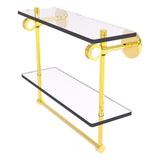 Clearview Collection Double Glass Vanity Shelf with Integrated Towel Bar with Dotted Accents