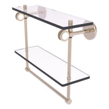 Clearview Collection Double Glass Vanity Shelf with Integrated Towel Bar with Dotted Accents