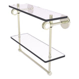 Clearview Collection Double Glass Vanity Shelf with Integrated Towel Bar with Dotted Accents