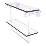 Clearview Collection Double Glass Vanity Shelf with Integrated Towel Bar with Dotted Accents
