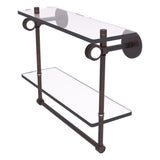 Clearview Collection Double Glass Vanity Shelf with Integrated Towel Bar with Dotted Accents