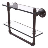 Pipeline Collection Double Glass Shelf with Towel Bar