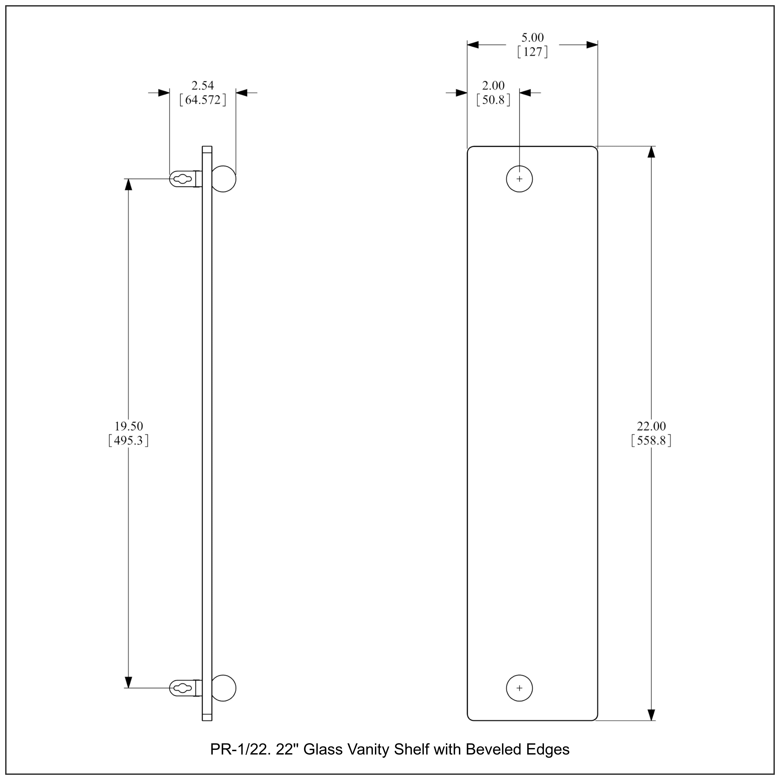 Prestige Regal Collection Glass Vanity Shelf with Beveled Edges
