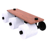 Que New Collection Horizontal Reserve 3 Roll Toilet Paper Holder with Wood Shelf
