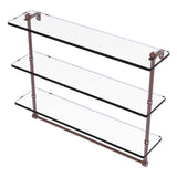 Triple Tiered Glass Shelf with Integrated Towel Bar