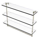 Triple Tiered Glass Shelf with Integrated Towel Bar