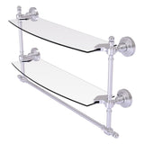 Retro Wave Collection Two Tiered Glass Shelf with Integrated Towel Bar
