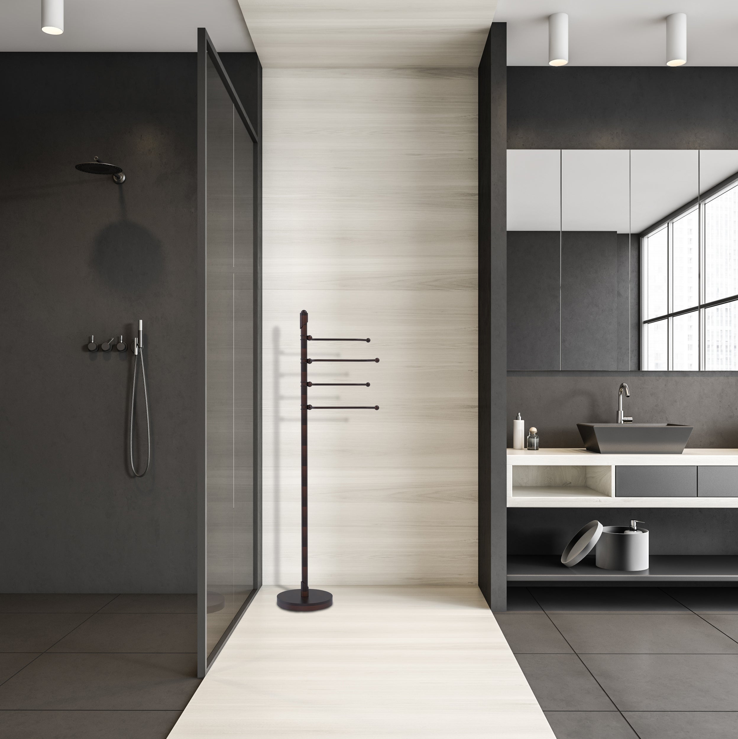 Freestanding 4 Pivoting Swing Arm Towel Stand