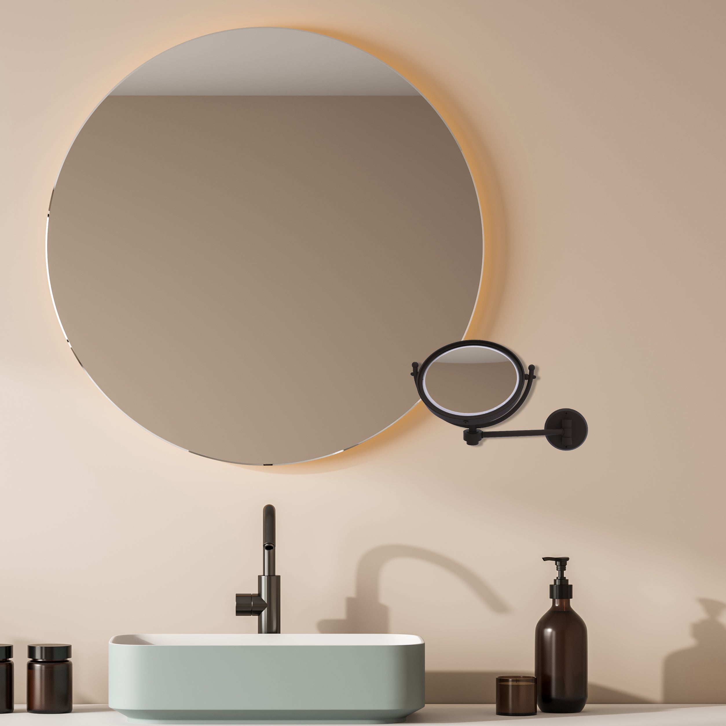 8 Inch Wall Mounted Make-Up Mirror with Smooth Accents