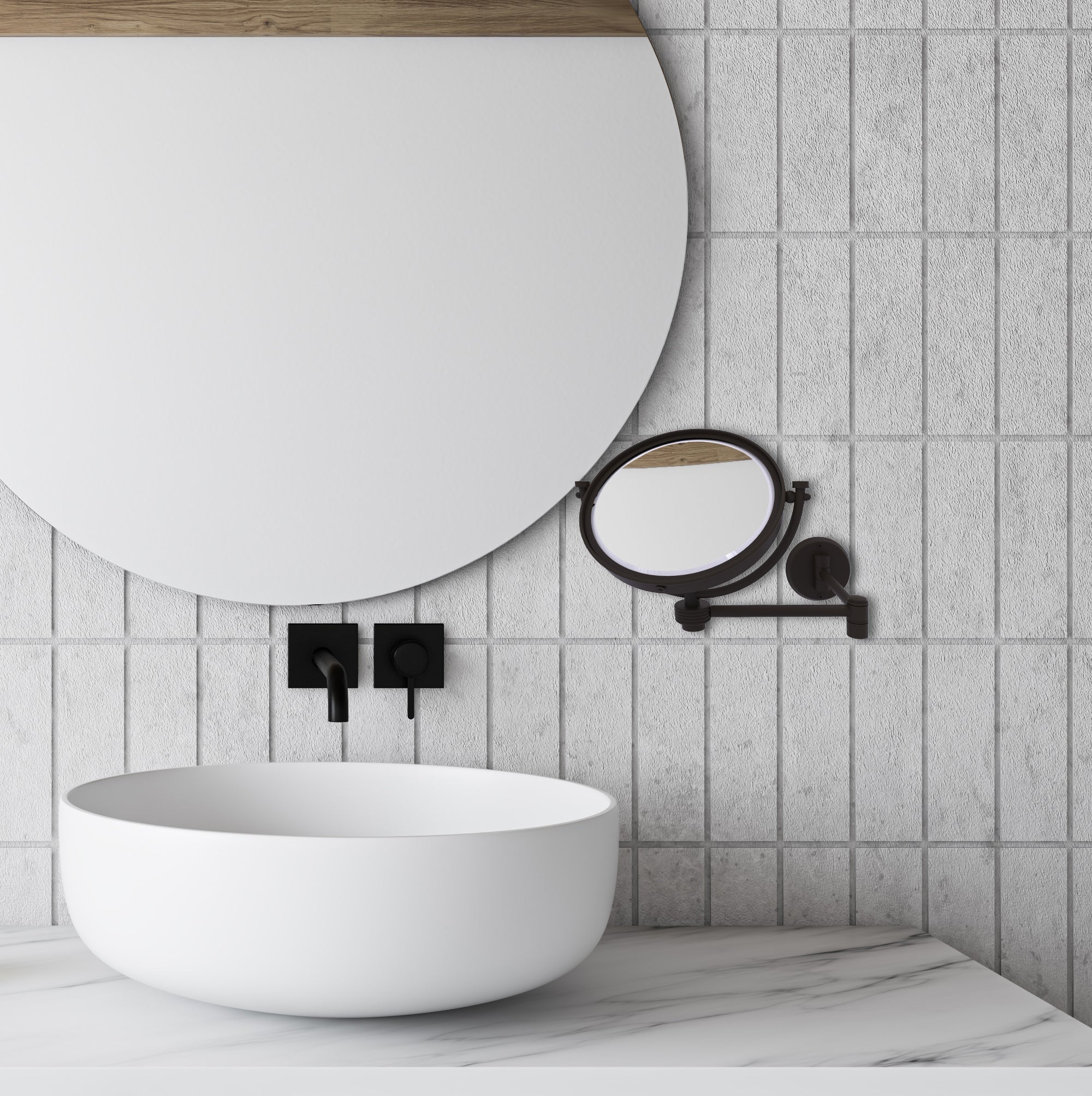 8 Inch Wall Mounted Extending Make-Up Mirror with Dotted Accents