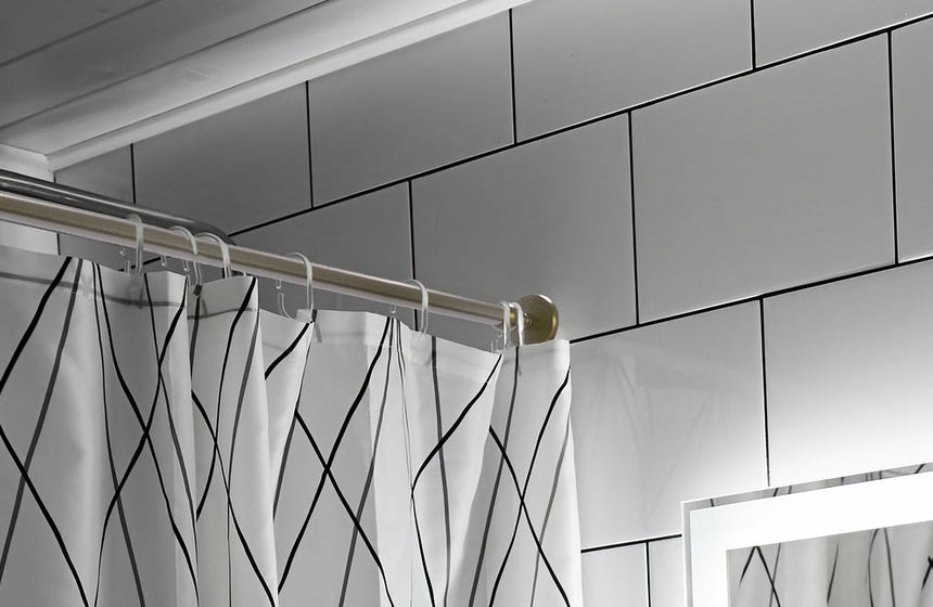 Brass Shower Curtain Accessories Complete the Bathroom